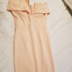 Light peach bodycon dress.